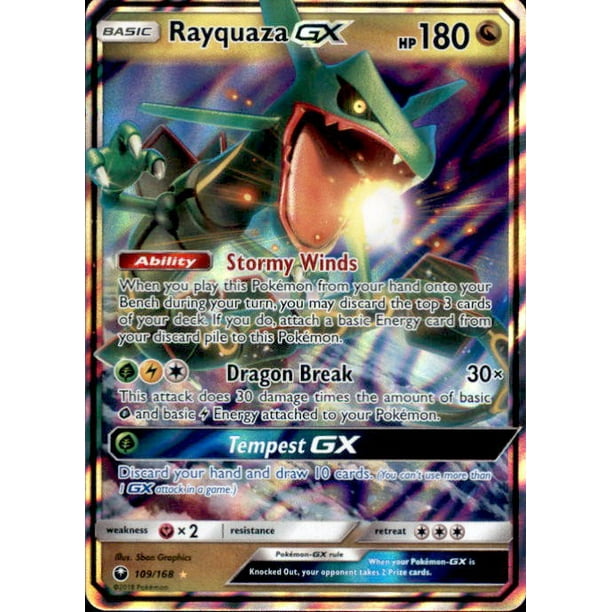 109//168 Ultra Rare Sun /& Moon Celestial Storm Rayquaza GX Pokémon Tcg